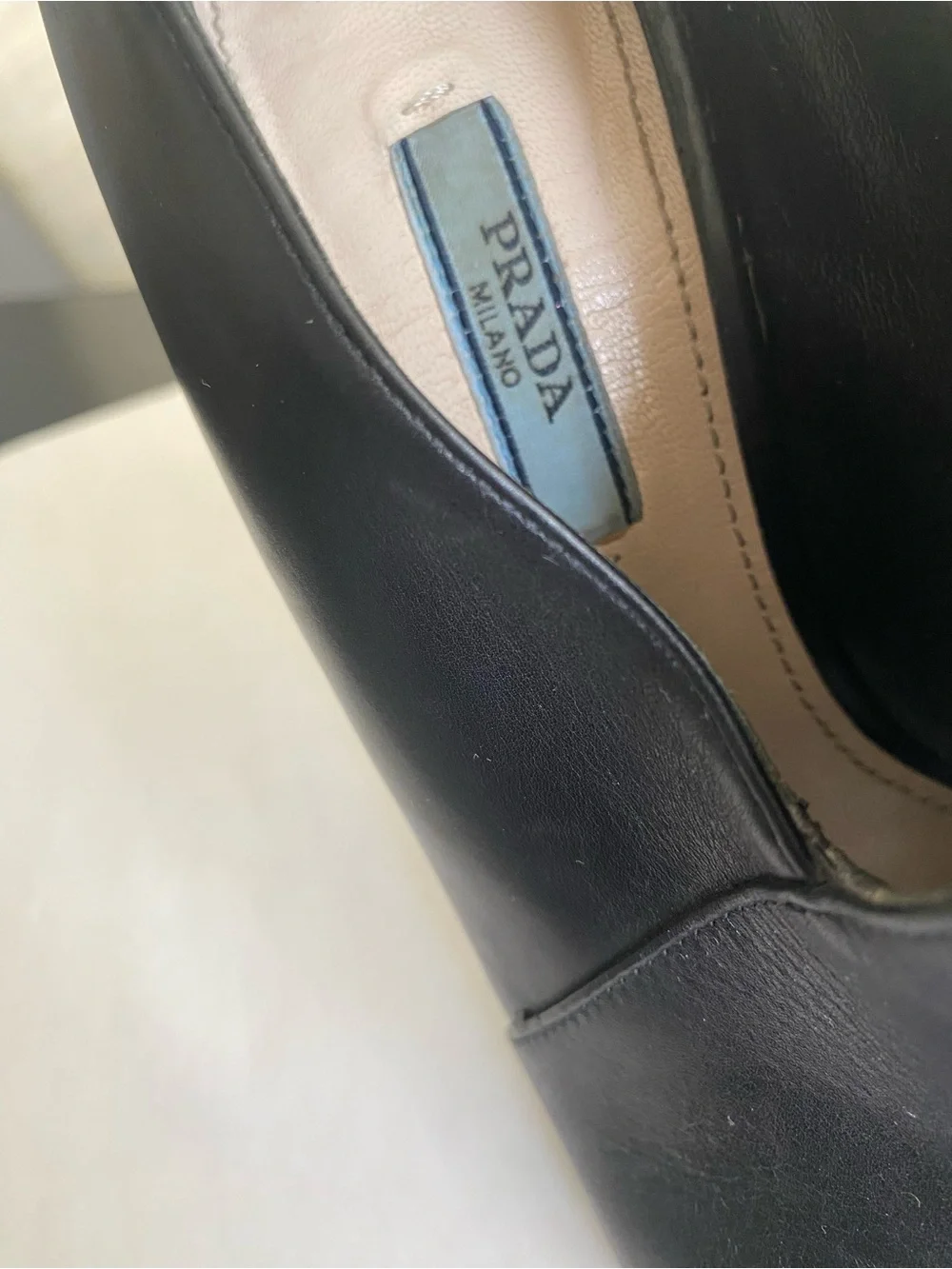 Prada Black Leather Peep-Toe ankle boots Booties Back Zipper pumps slides sandal